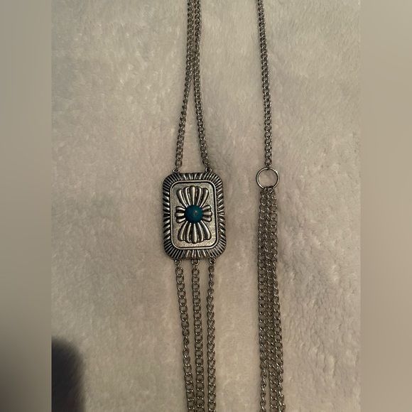 Long silver and turquoise necklace NWT - Picture 6 of 8